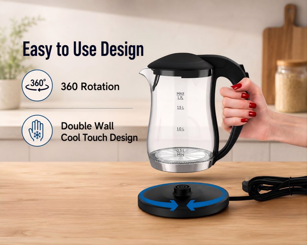 Nikai 2200W Glass Electric Kettle 1.7L