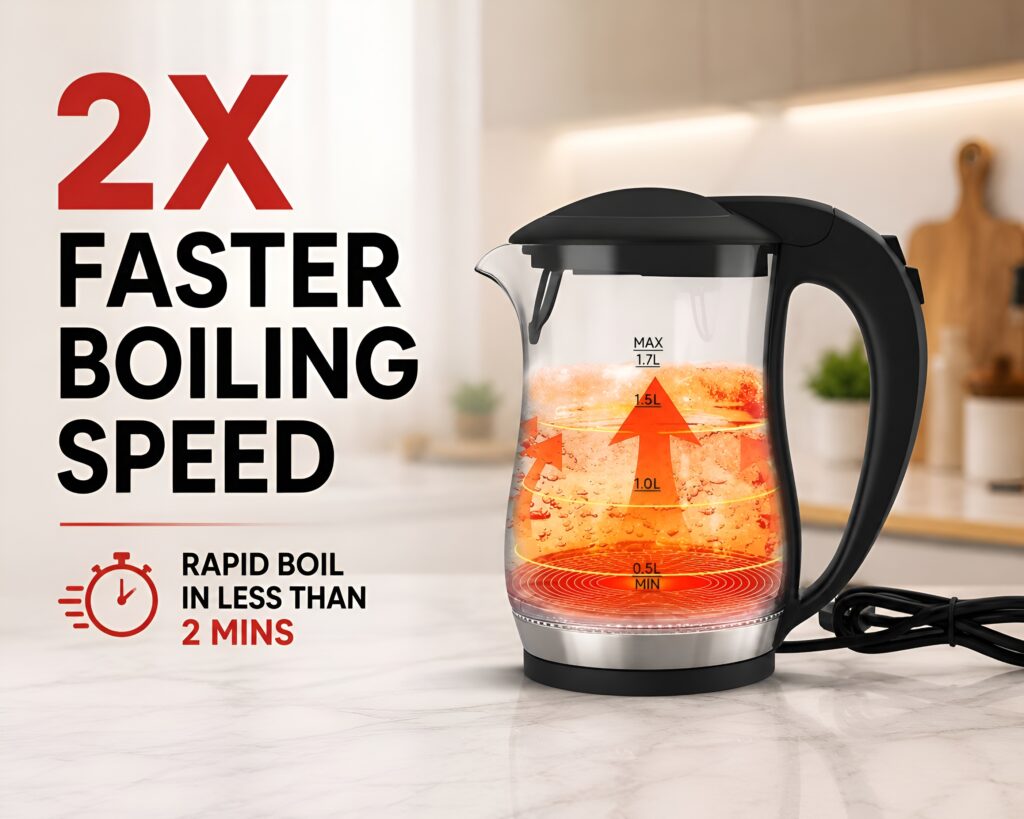 Nikai 2200W Glass Electric Kettle 1.7L